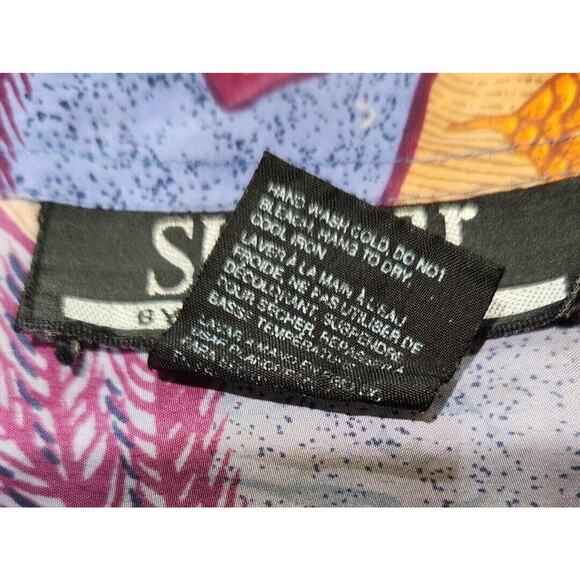 SK & Co Blouse Silk Print Size Large Long Sleeve Collared Button Down Shirt Blue - Picture 11 of 11